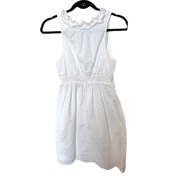 Old Navy White 100% Cotton Dress Sleeveless V neck elastic at waist Small - Picture 1 of 9